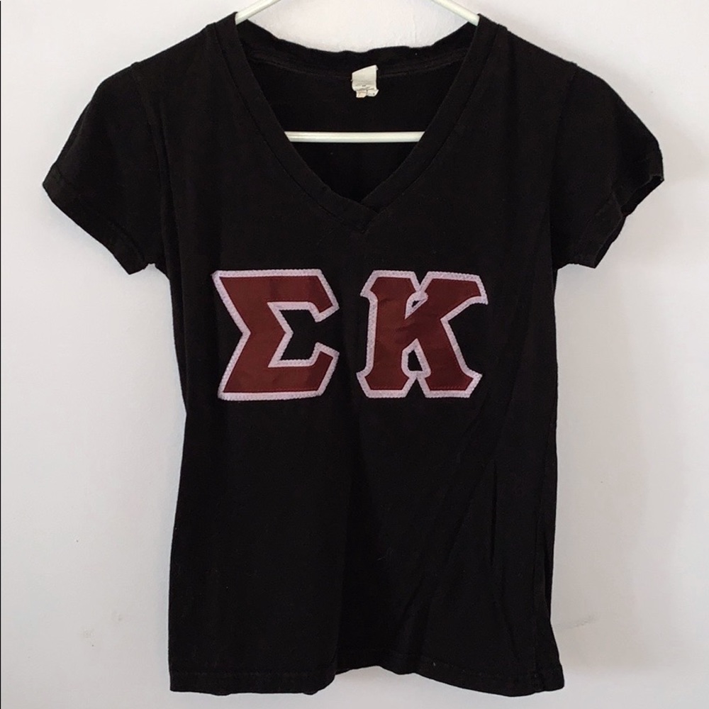 Sigma Kappa Stitched Letters V-Neck